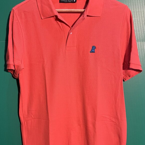James Bark Coral Polo Shirt Men’s Small – Made in Peru, Blue Dog Logo, 100% Pima - Picture 1 of 6